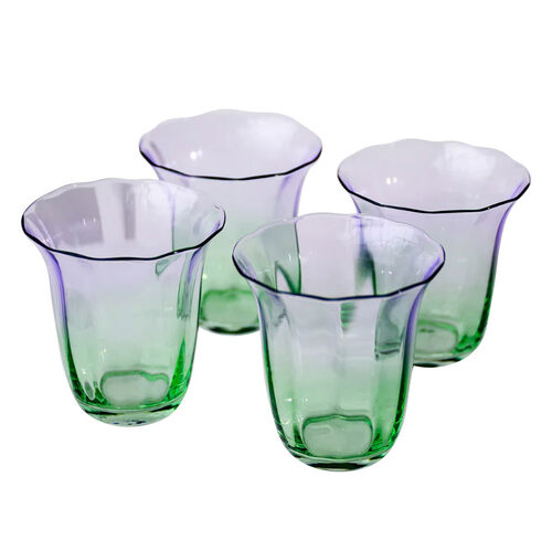 Home Lab Fleur Stemless Glass Green Lilac Set Of 4